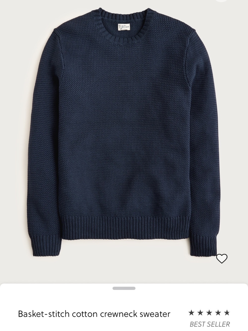 J. Crew Men’s Navy Basket-Stitch Cotton Crewneck Sweater